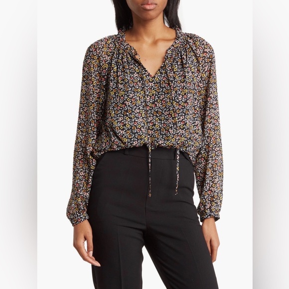 NWT DR2 by Daniel Rainn Notched Neck Swiss Dot Top Sz XL - Picture 2 of 2